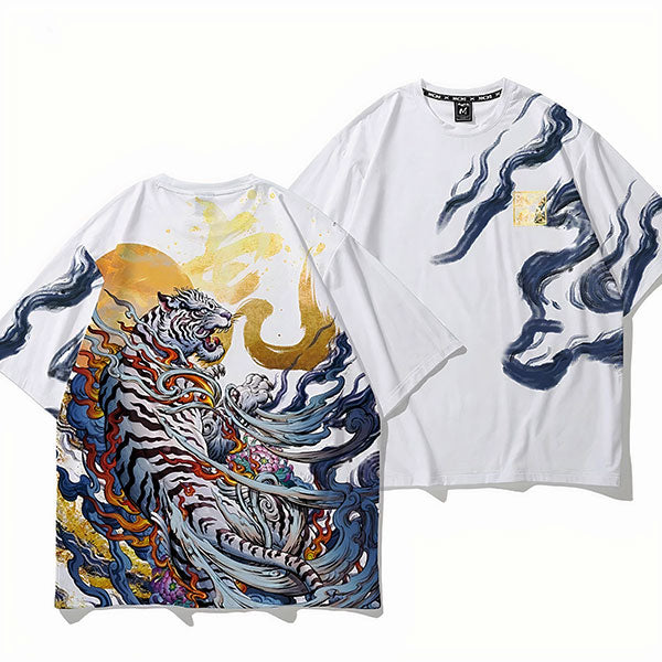 T-Shirt Dragon<br> Tigre Blanc Chinois