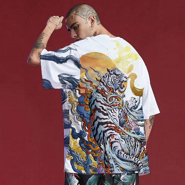 T-Shirt Dragon<br> Tigre Blanc Chinois