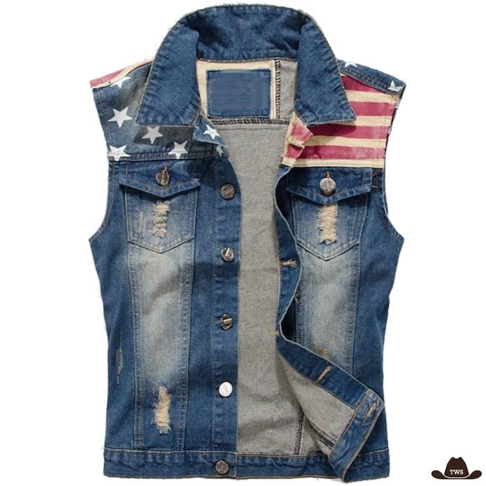 Veste en Jean Drapeau USA