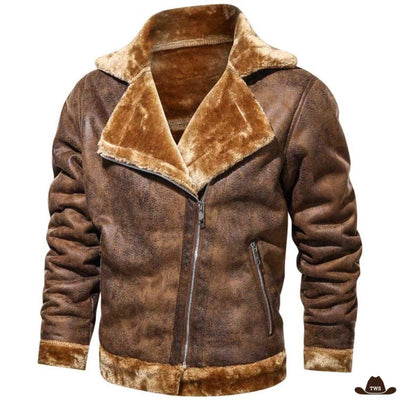 Veste Homme Style Western Col Fourrure